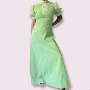 Vintage 70s Daisy Cottagecore Maxi Prairie Dress